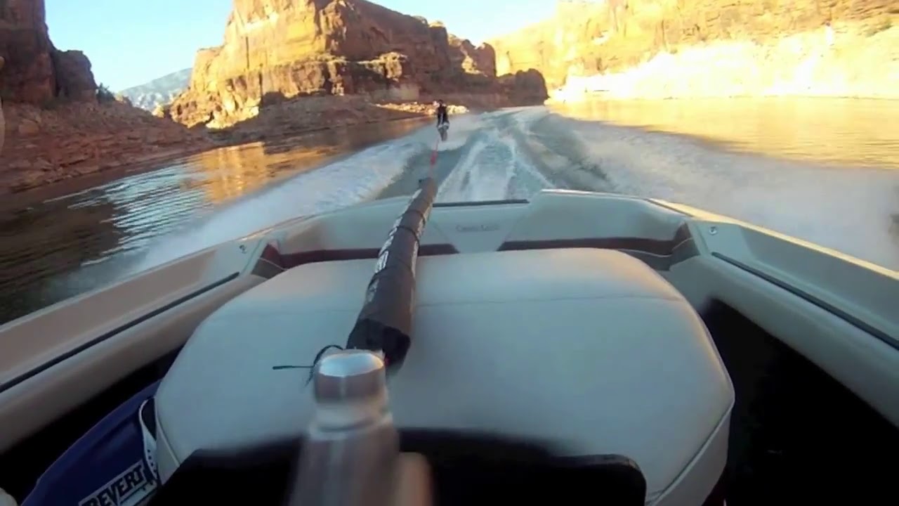 Slalom Water Skiing at Lake Powell, Utah GO PRO Kip Kreutzberg YouTube