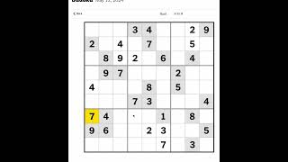 New York Times Sudoku Hard for May 13, 2024. Just me mumbling and solving