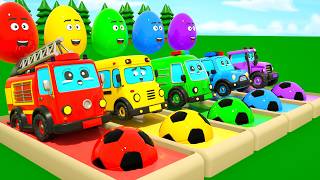 Wheels on the Bus + Baby Shark songs |🌈Magic colorful eggs| Learn Colors for Kids | DuZoo Kids Songs