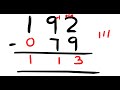 subtracting 3 digits numbers with borrowing