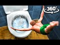 Vr 360 the toilet inside flushed down with girl   vacuum slide work 360.