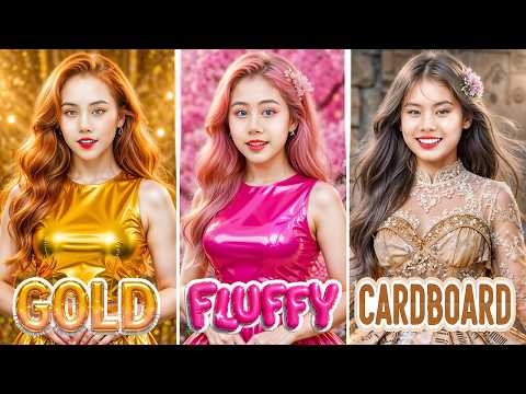 Poor Cardboard Vs Rich Fluffy Vs Giga Rich Golden Girls! Who Is The Best At Fashion School?