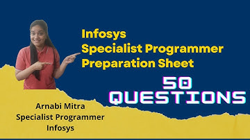 Infosys Specialist Programmer  Preparation Sheet | Top 50 questions