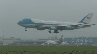 Air Force One in Poland, wet landing at Warsaw Chopin Airport  ||  Air Force One w Polsce, Warszawa