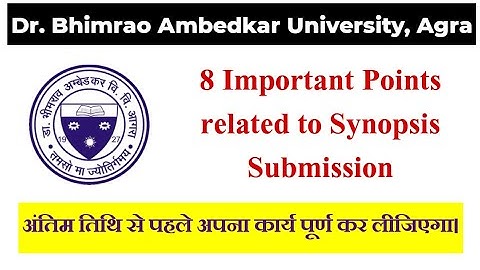 Synopsis Submission Date II PhD Information II DBRAU, Agra II Agra University PhD Registration Form