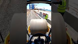 POV: Operating a Heavy Roller at the Port! 🏗️ Road Construction Action