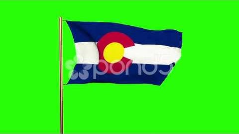 Colorado Flag Waving In The Wind. Green Screen, Alpha Matte. Loopable Animation