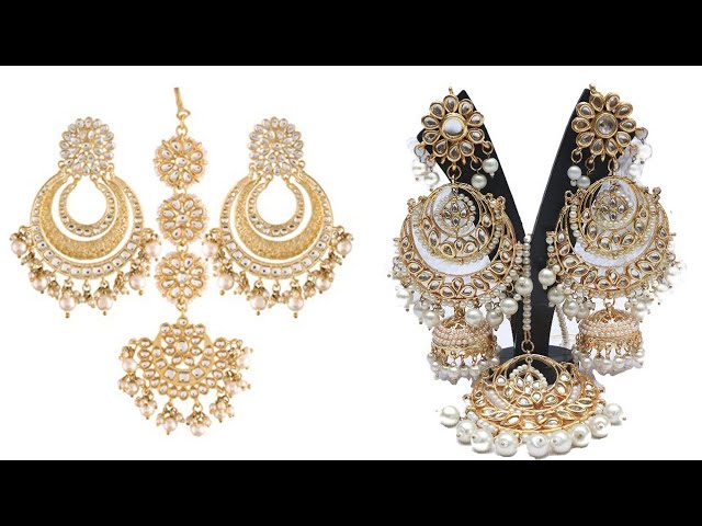 Mehndi Antique Gold Earrings & Tikka set in Traditional Jewellery –  Timeless desires collection