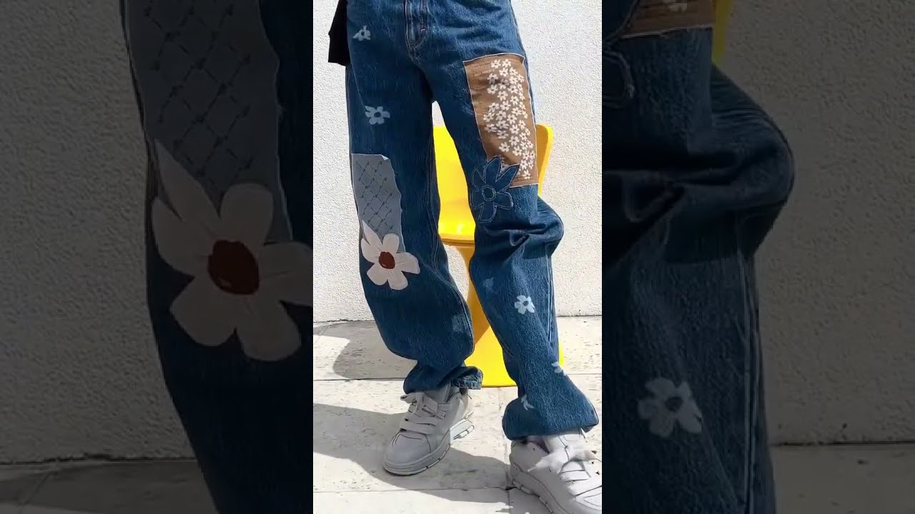 ★23-24FW新作★YOUHEE★LETTERING DENIM PANTS 유희(YOUHEE) YOUHEE LETTERING DENIM PANTS BLUE - 사이즈