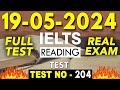 IELTS Reading Test 2024 with Answers | 19.05.2024 | Test No - 204