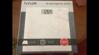 Walmart Clearance Taylor Glass Digital Scale Marble Design 5292795 is it accurate unboxing