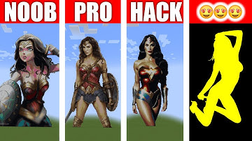 Wonder Woman NOOB vs PRO vs HACKER MINECRAFT Pixel Art Gal Gadot