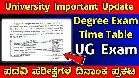 University Update - Exam Time Table Announced | Karnataka University Update | UG Exam Time Table