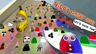 Angry Munci Nextbots and Nico's Nextbots Family on the SLIDES Gmod! Garry's Mod