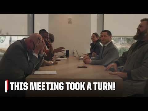 Jason Kelce, Ryan Clark and Adam Schefter went ALL OUT during their production meeting 🗣️🎶