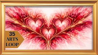Dancing Hearts Luxury Abstract Golden Red Valentine Fluid Ambient Frame TV Art  4K Screensaver