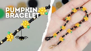 DIY Easy Pumpkin Seed Beads Bracelet | Spooky Halloween Bracelets Tutorial 🎃✨Браслет из бисера