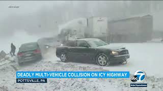 Witness video shows Pa. highway pileup; at least 3 dead | ABC7