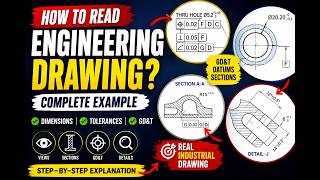 How to Read an Engineering Drawing | Complete Mechanical Drawing Example