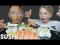 SUSHI *Dynamite Roll, Salmon Sashimi & California Roll Mukbang | N.E Let's Eat