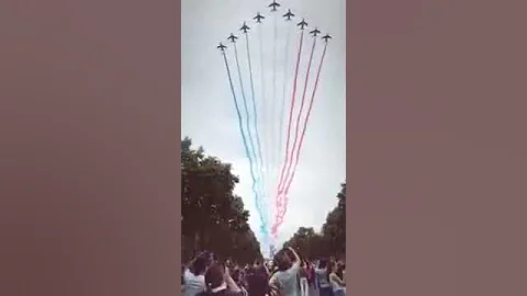 Jets Flypast Over Monument in Paris During Bastille Day
