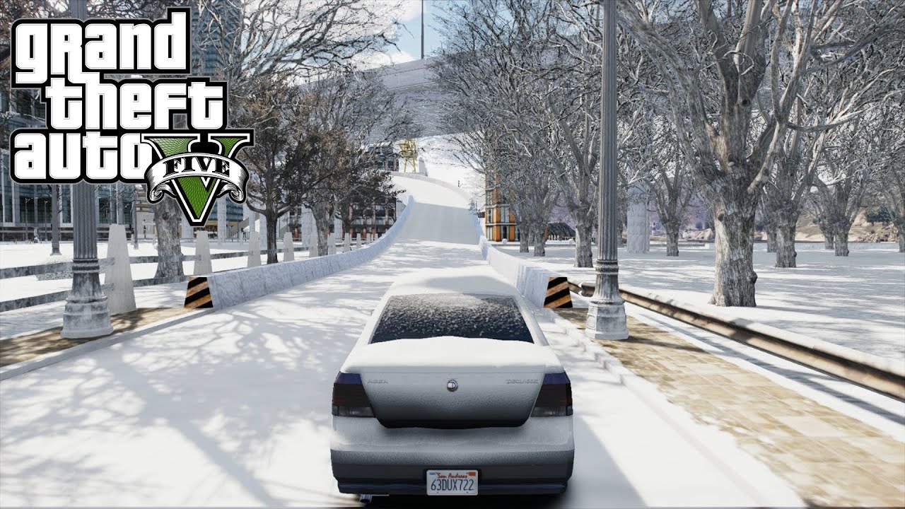 GTA 5 - Driving & Exploring Pinecrest City Mod | Snow City Mod