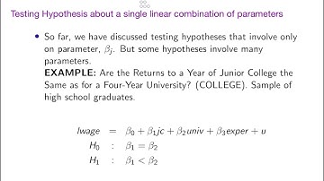 4.4 Testing Hypotheses about a Single Linear Combination of the parameters