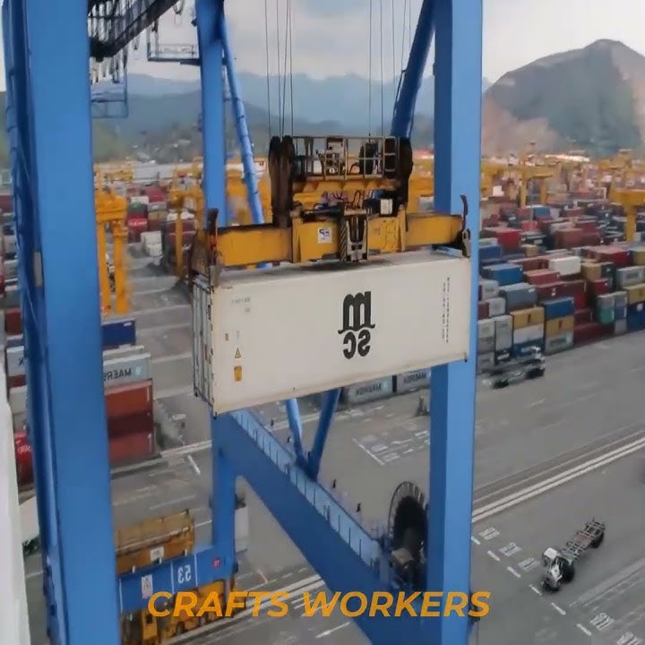 Skilled Worker Operates Crane Machine Amazingly to Move Containers in Seaport  #amazing  #technology
