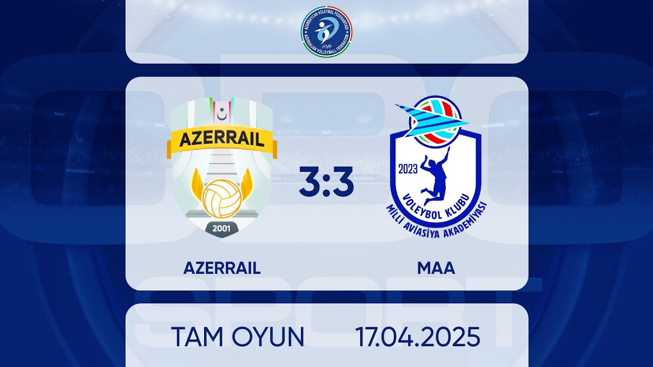 AZERRAIL 3:3 MAA | Voleybol. Azərbaycan Çempionatı. Yüksək liqa, qadınlar | TAM OYUN