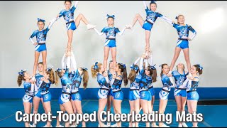 Carpet Topped Cheer Mats - High Quality - Multiple Color Options - Greatmats' carpet-topped cheerleading mats have a 26-ounce needle-punch carpet top that is flame-laminated to a cross-linked polyethylene foam base.

Available in 1 3/8 and 2-inch thicknesses.

Standard cheer mat sizes are 6ft wide x 42 ft long. A competition-sized floor uses 9 mats. Mats are connected together by hook fasteners.

See all Cheer Mats: https://www.greatmats.com/cheerleading-mats.php

Call Us 877-822-6622 or visit Greatmats.com for all your specialty flooring needs!

#cheer #cheerleading #cheercoach #cheercompetition #cheermats