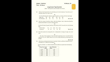 class 11th statistics model paper