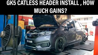 JAZZ GK5 DYNO RUN | 2 INCH CATLESS HEADER INSTALL , HOW MUCH POWER GAIN OVER STOCK?