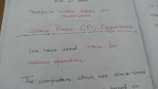 STACK BASED CPU ORGANISATION