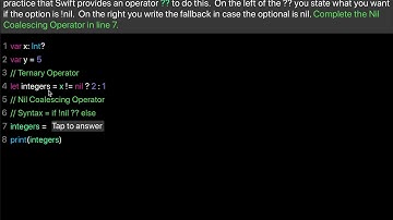 Learn Swift: Nil Coalescing Operator (Chapter 4 Lesson 13)
