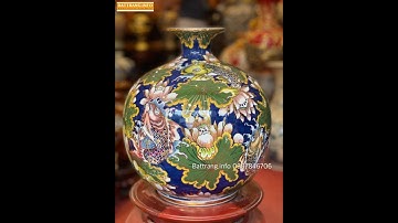 Bình Hút Tài Lộc Cá Chép Hoa Sen vẽ Vàng , gốm sứ cao cấp bát tràng .