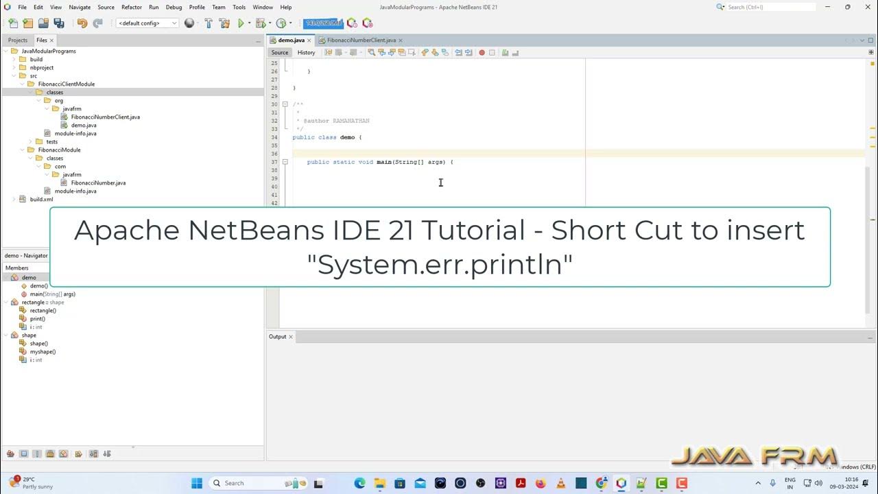 Apache NetBeans IDE 21 Tutorial - Short Cut to insert System.err ...