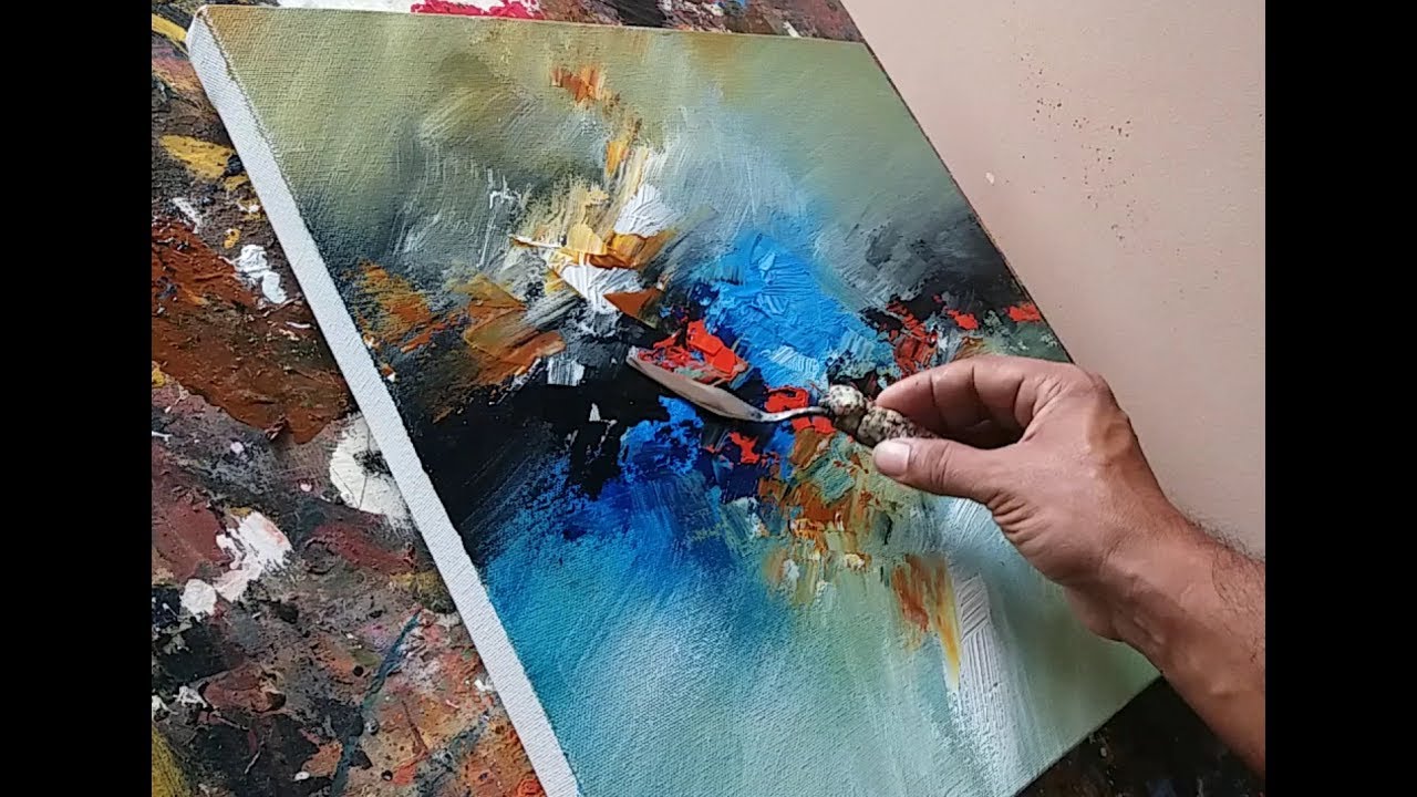 Acrylic abstract painting demonstration #Palette knife blending