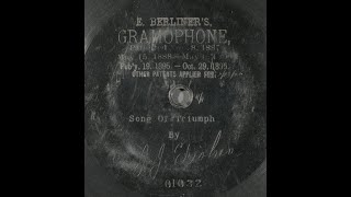 J. J. Fisher Song Of Triumph 1900 Emile Berliner Disc 01032