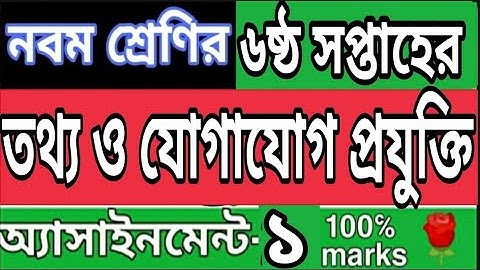 নবম শ্রেণির ৬ষ্ঠ সপ্তাহের তথ্য ও যোগাযোগ প্রযুক্তি এসাইনমেন্ট ১||  Class 9 ICT Assignment 1....🌹