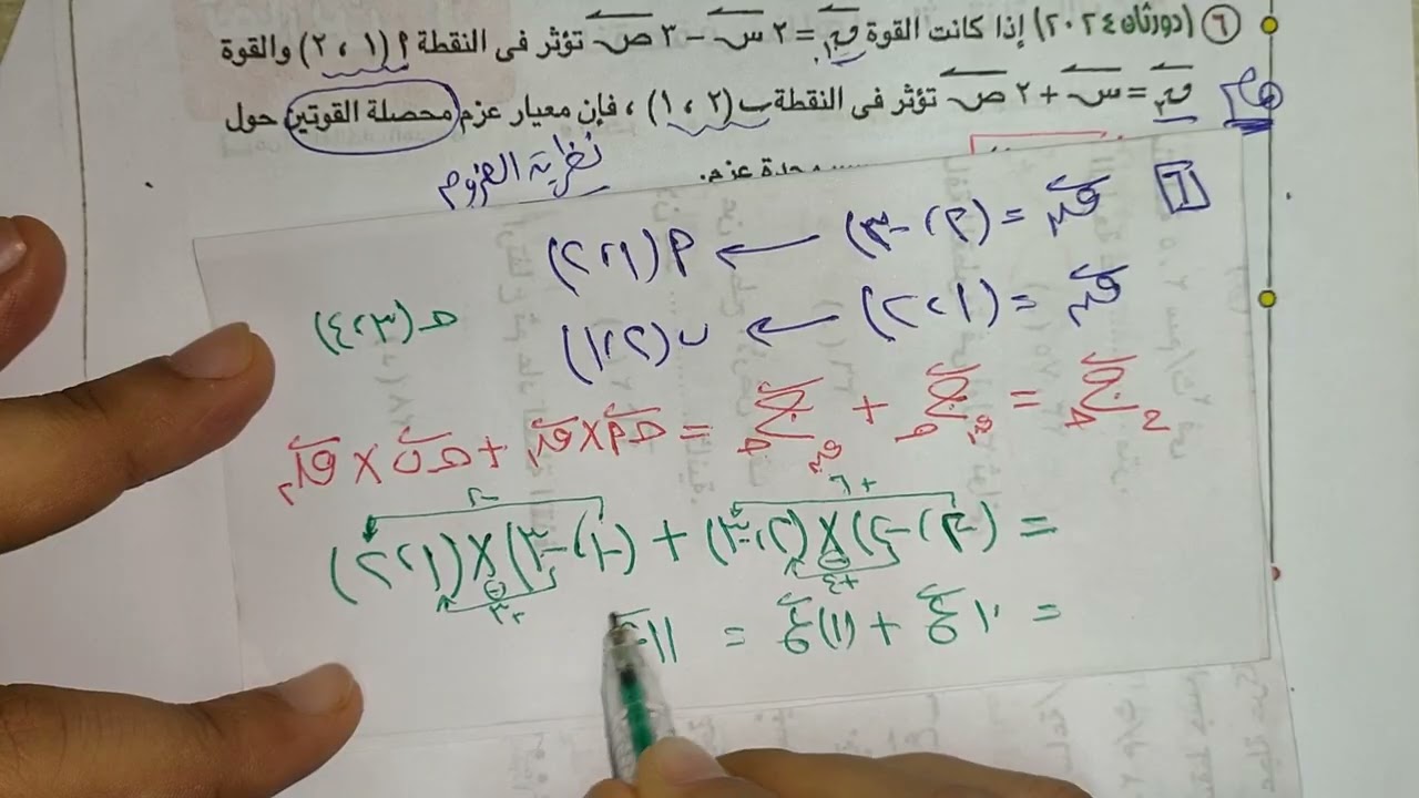حل تمارين كتاب المعاصر 2026🔥(العزوم اتجاهيا)استاتيكا ج١