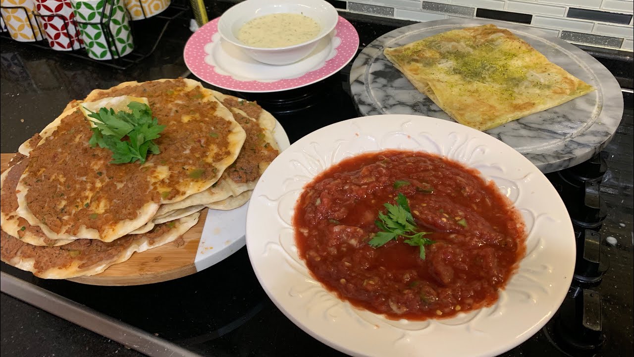 EVDE LAHMACUN PARTİSİ !! | Yoğurtlu Çorba, Lahmacun, Ezme, Katmer