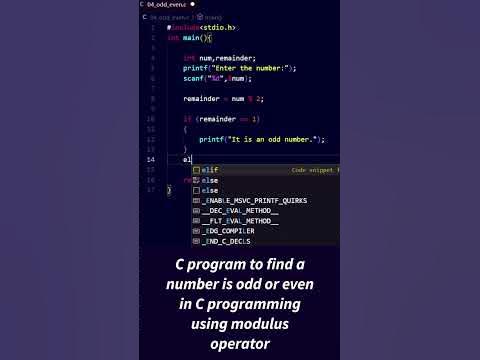 Odd-even program using modulus operator in C || #coding - YouTube