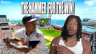 HANK AARON CALLED GAME WITH A INSIDE THE PARK HOMERUN!
