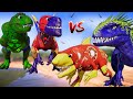 Big IRON MAN Dinosaurs Battle in Jurassic Park! 3 HEAD Godzilla Vs Hulk Big Carnotaurus I-REX T-REX
