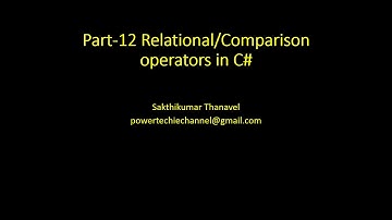 Part 12 - C# Tutorial Tamil - Comparison operators in C#