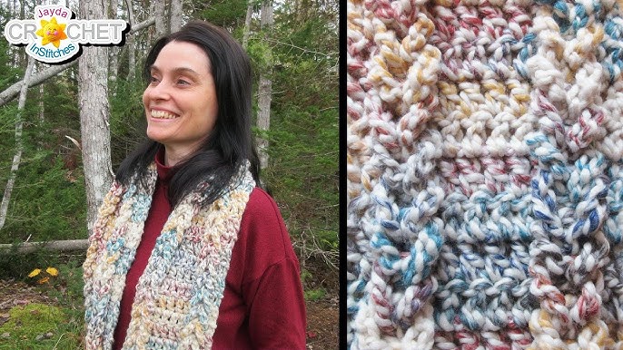 Crochet Moss Stitch Scarf using Wool Ease Thick and Quick 