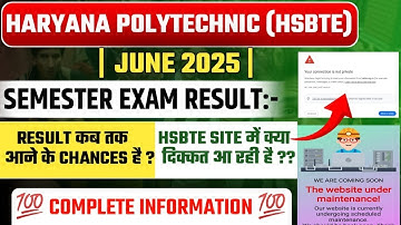 Hsbte Semester Exam Result Update ll May JUNE 2025 Semester Exam Result ll HSBTE