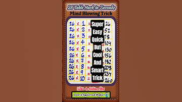 26 Table Hack in Seconds #shorts #trending #maths #education #study #easy #tricks #ssc
