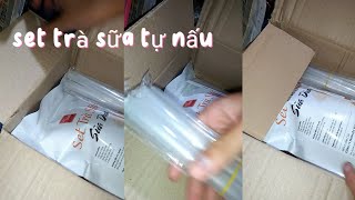 [ UNBOXING ] set trà sữa tự nấu vị dừa ?? chinn