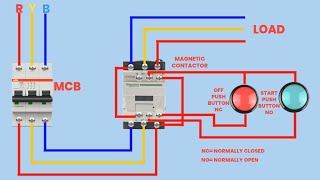 3 Phase contactor connection, without neutral wiring diagram\/\/ video animation.